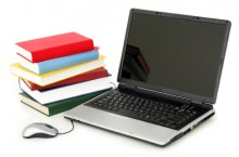 Laptop and books